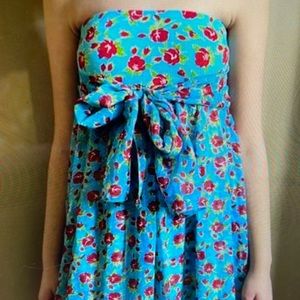 Betsy Johnson aqua and red rose swim coverup. Y2K